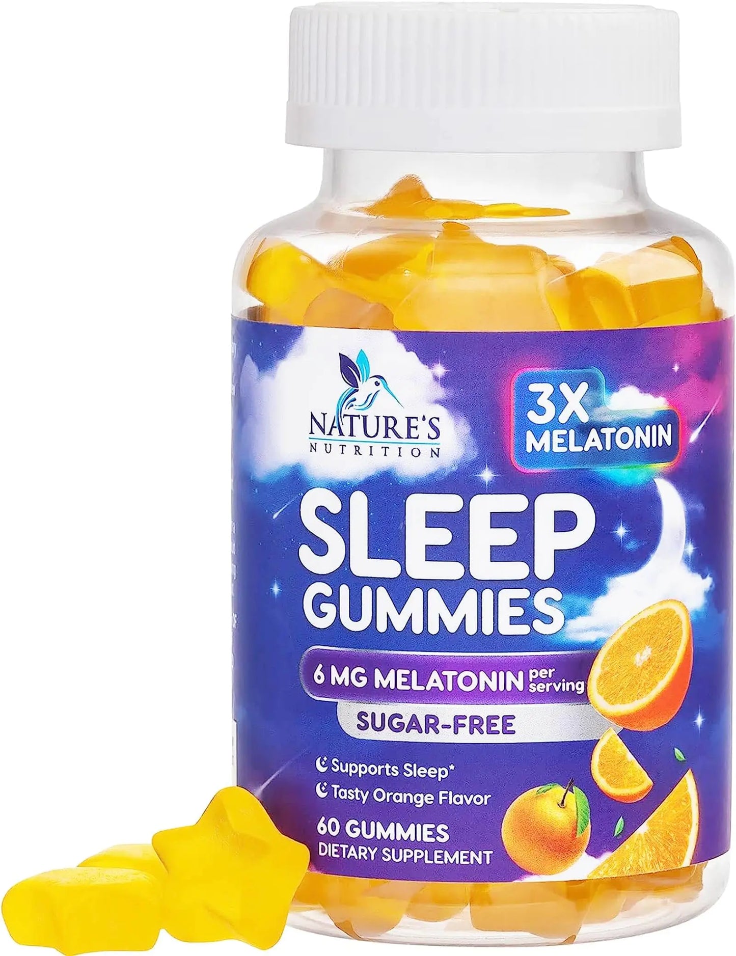 Melatonin Sleep Gummies Sugar Free - Natural Melatonin Sleep Gummies for Adults Extra Strength Sleep Gummy Supplements Sleeping Support Vitamin Dietary Supplement Vegan 6 mg - 60 Sleep Gummies